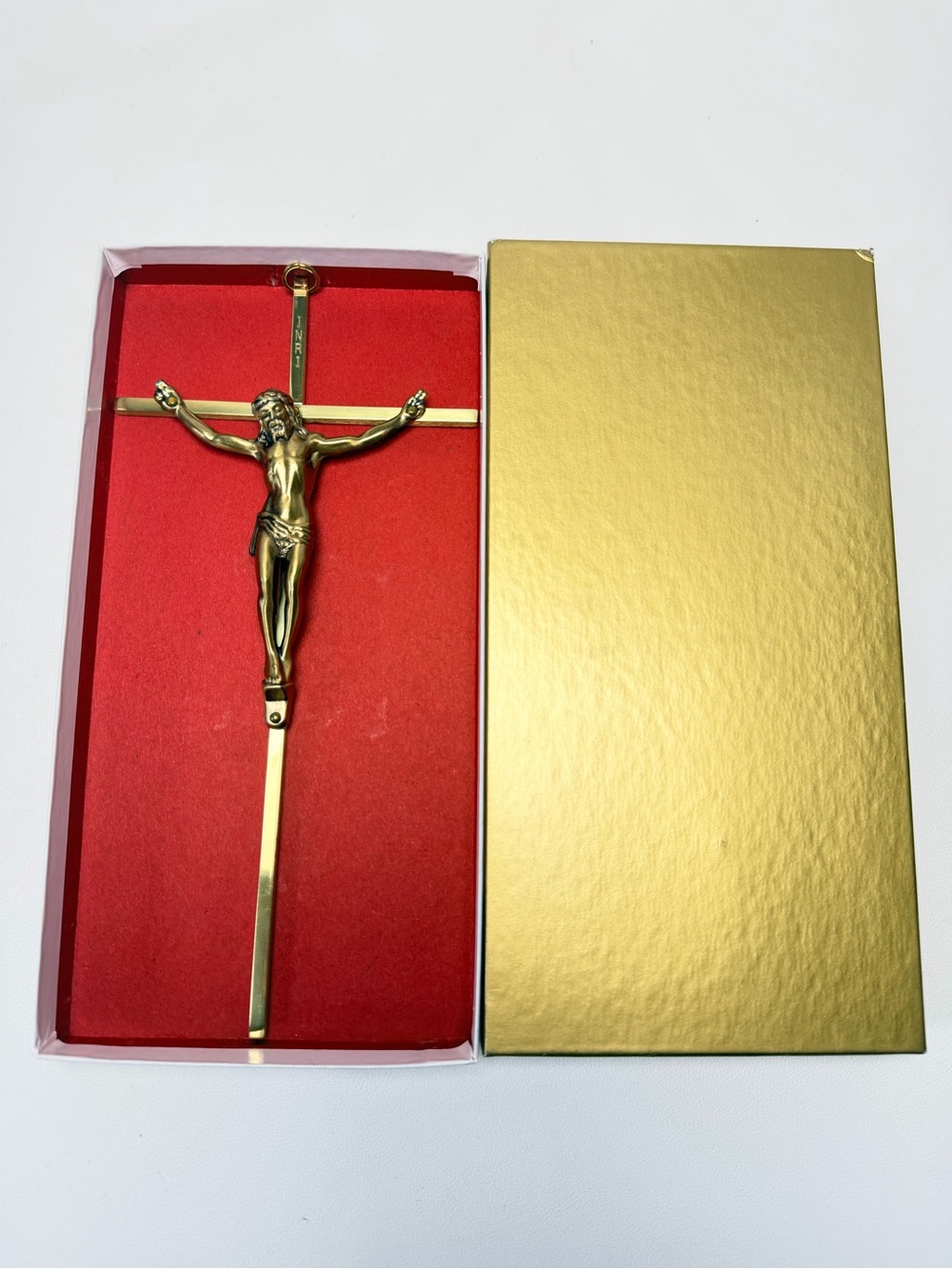 Vintage Mid Century Modern Brass Crucifix Wall Cross Brutalist MCM Jesus